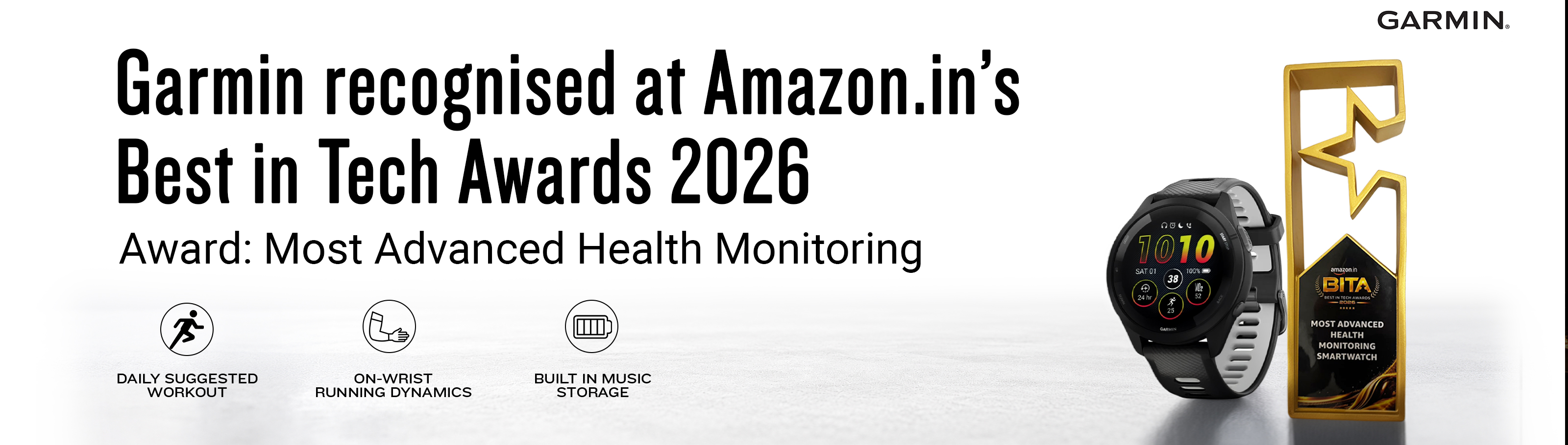  Garmin Receives ‘Most Advanced Health Monitoring Smartwatch’ Award At Amazon.in’s ‘Best in Tech Awards 2026’